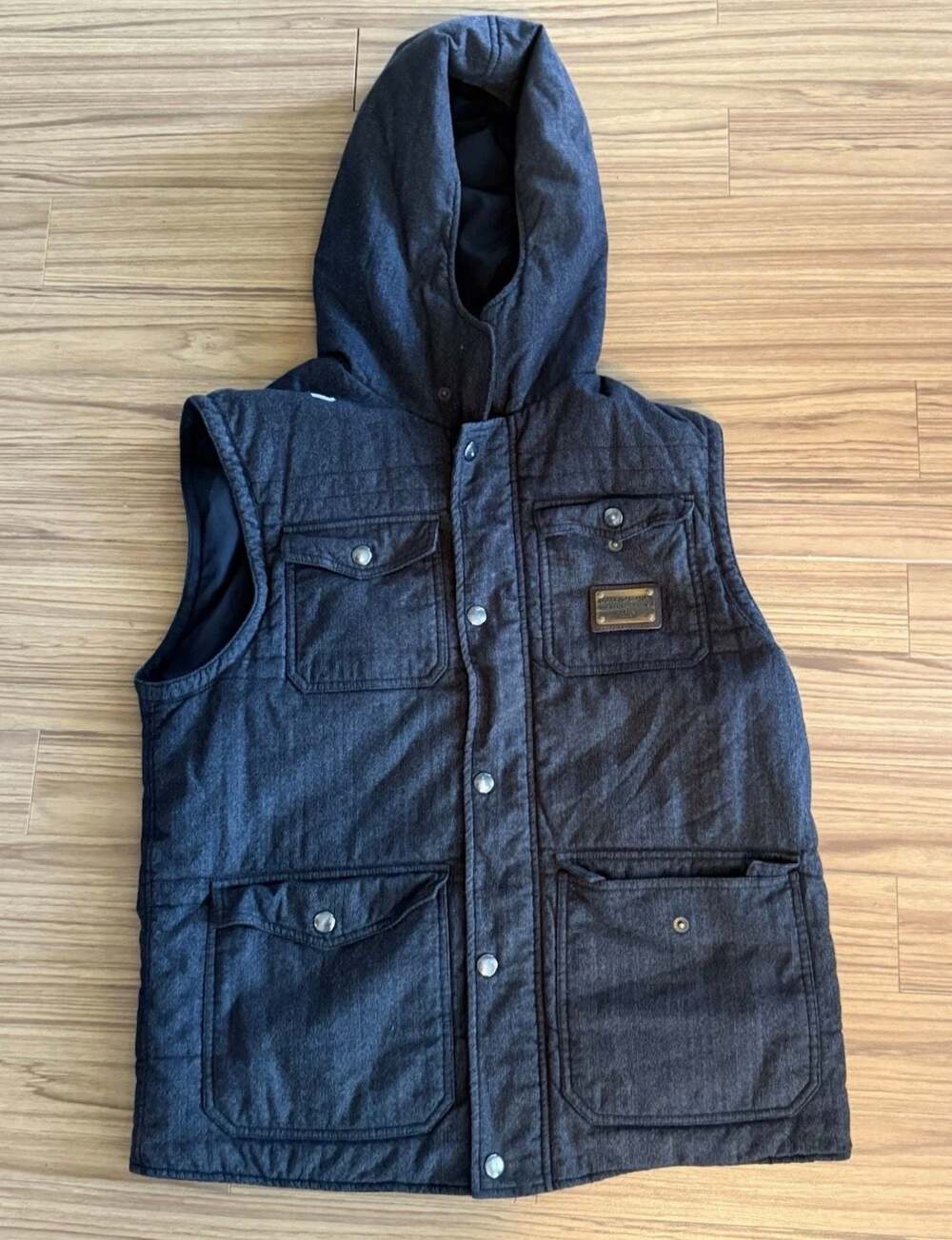 Dolce & Gabbana Wool Blend Hooded Utility Vest Size 56